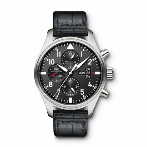 IWC Pilot's Watch Chronograph Stainless Steel / Black / Strap IW3777-01 (3777-01, IW377701)